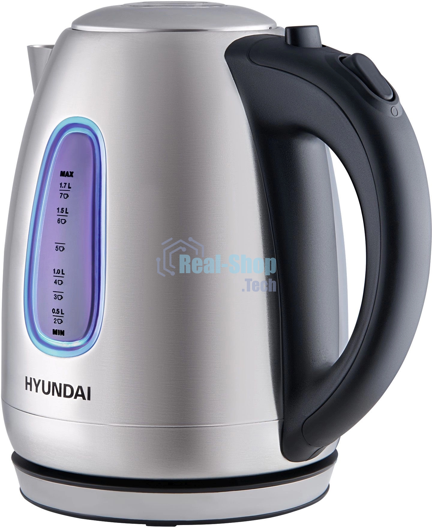 Чайник электрический Hyundai HYK-S2402 1.7л. 2200Вт серебристый матовый/черный (корпус: нержавеющая сталь)