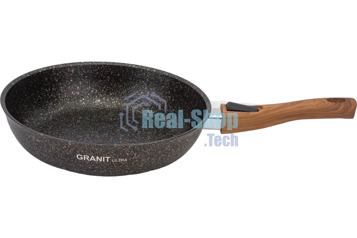 Сковорода Kukmara Granit ultra сго262а, 26 см, съемная ручка, без крышки, серый