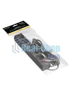 Удлинитель ExeGate EC-5-3B (EX279357RUS), черный, 3 м, 	евровилка с заземлением, 5 евророзеток с заземлением, 2200 Вт