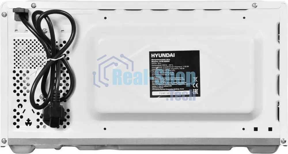 Микроволновая печь Hyundai HYM-M2005 белый, 20 л, 700 Вт, переключатели - поворотный механизм
