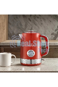 Чайник электрический Kitfort КТ-6791 1.7 л, 2200 Вт, красный/серебристый корпус: металл/пластик