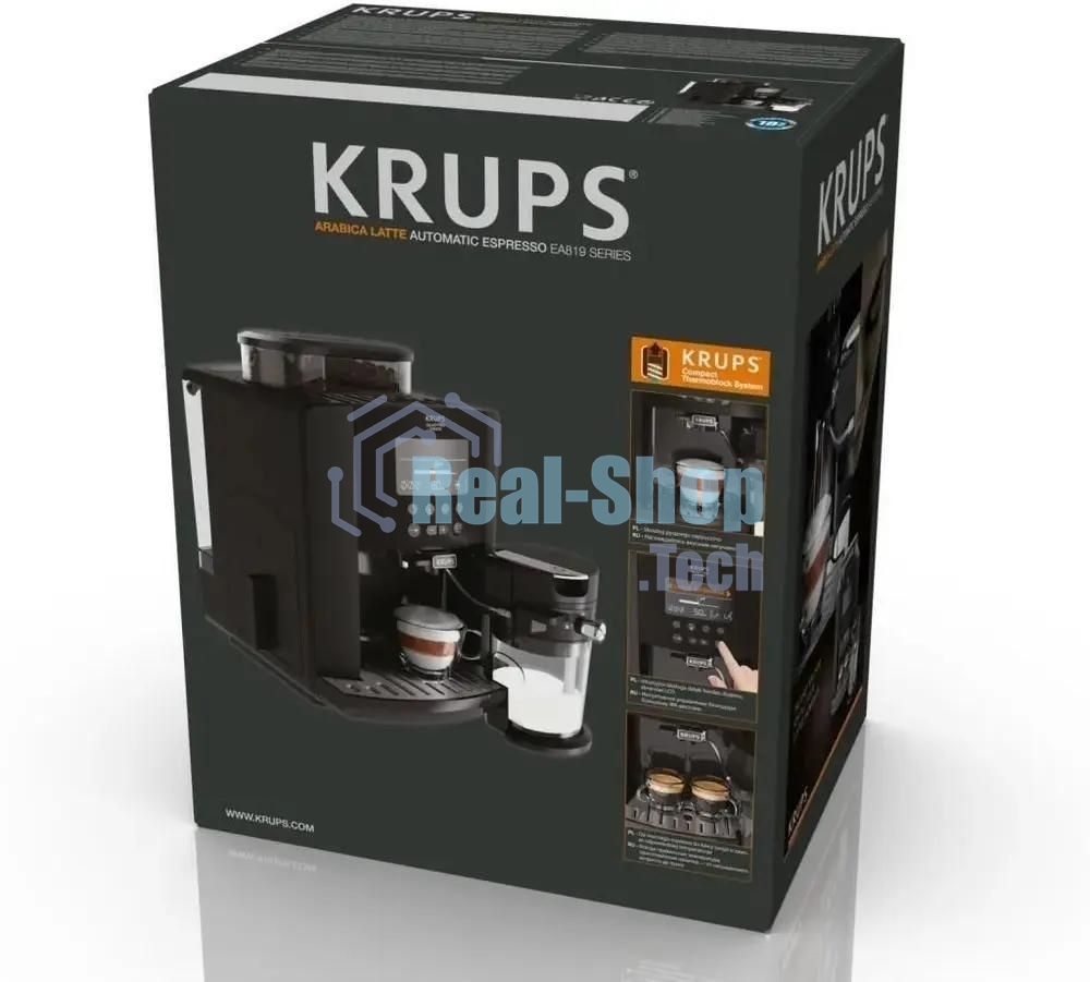 Кофемашина Krups Arabica Latte EA819E10 1450Вт черный/коричневый