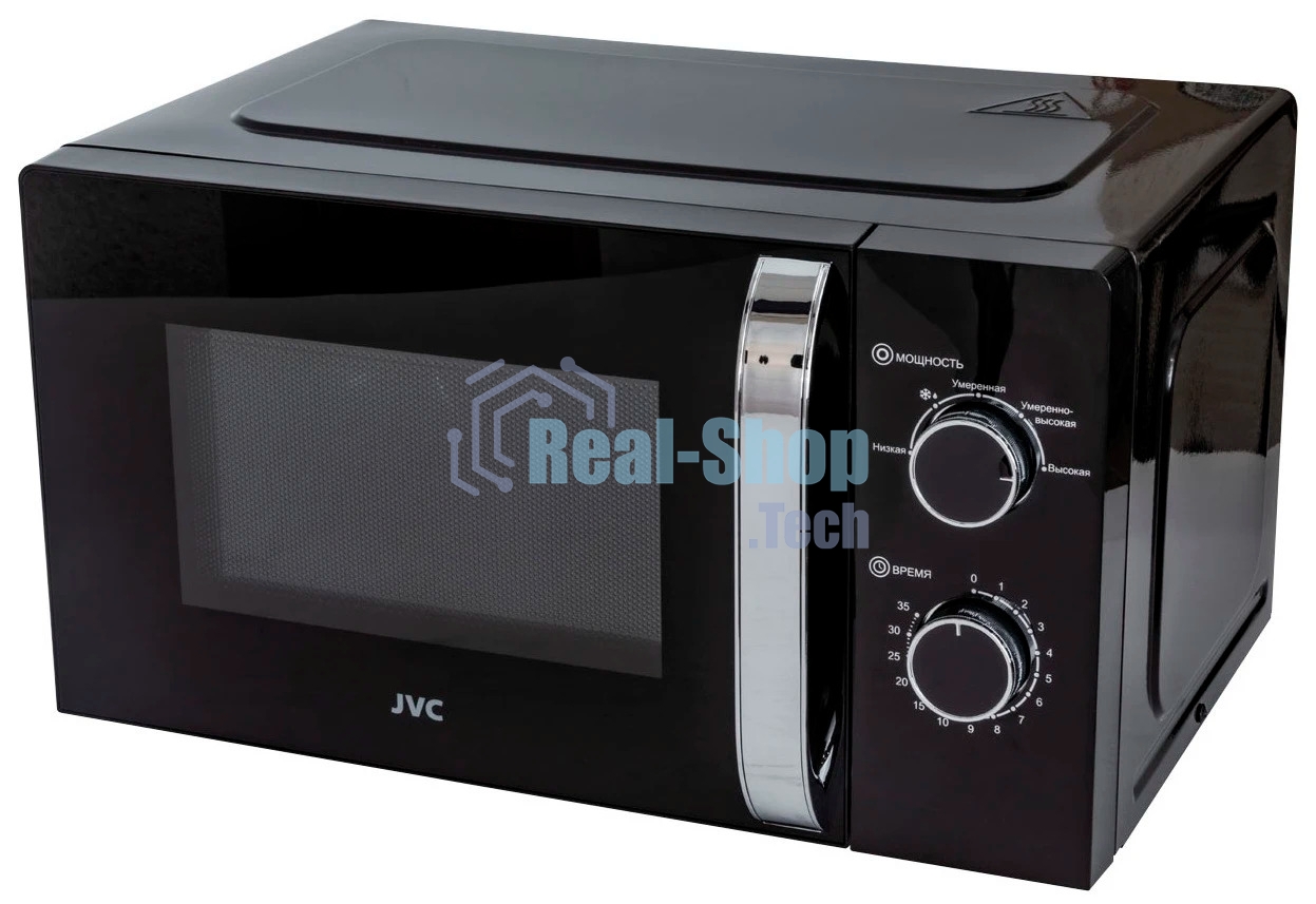 Микроволновая печь JVC JK-MW146M черный/серебристый, 20 л, 700 Вт, переключатели - поворотный механизм