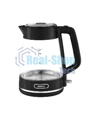 Чайник электрический Centek CT-1014 черный стекло 1.7л, 2200Вт, LED, Защита от перегрева, STRIX контроллер