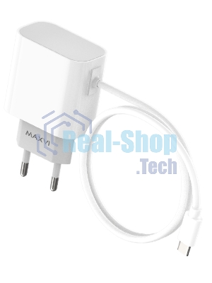 Сетевое зарядное устройство Maxvi CHL-240T 2.4A, with Type-C cable, белый