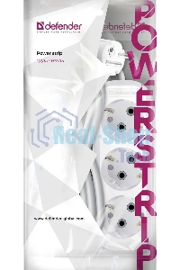 Удлинитель Defender R330 16 А, 3 роз х 2 м, белый