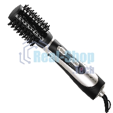 Фен-расческа Galaxy Line GL 4411, черный с серебристым, 1200 Вт, 2 скорости потока воздуха, 3 температурных режима, шнур, вращающийся на 360° с подвесной петлей, 3 насадки в комплекте