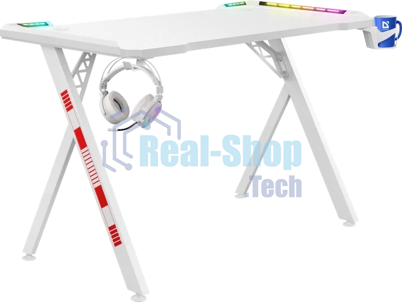 Стол игровой Defender FOTON RGb белый