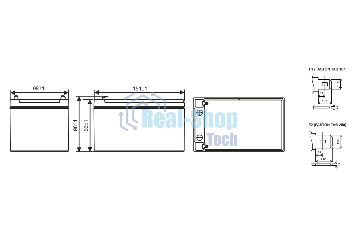 Батарея WBR GP 12120 F2 12V, 12Ah
