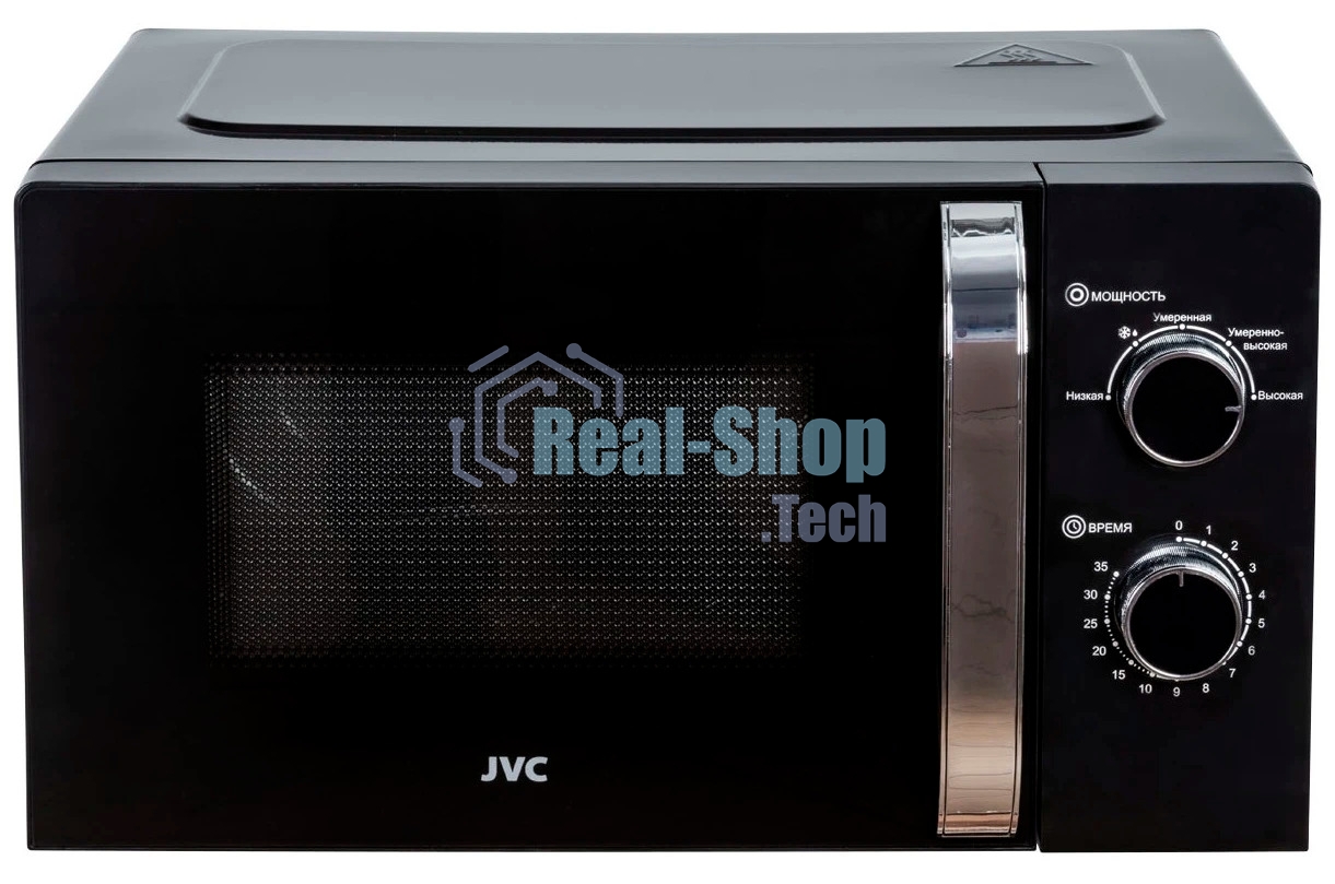 Микроволновая печь JVC JK-MW146M черный/серебристый, 20 л, 700 Вт, переключатели - поворотный механизм
