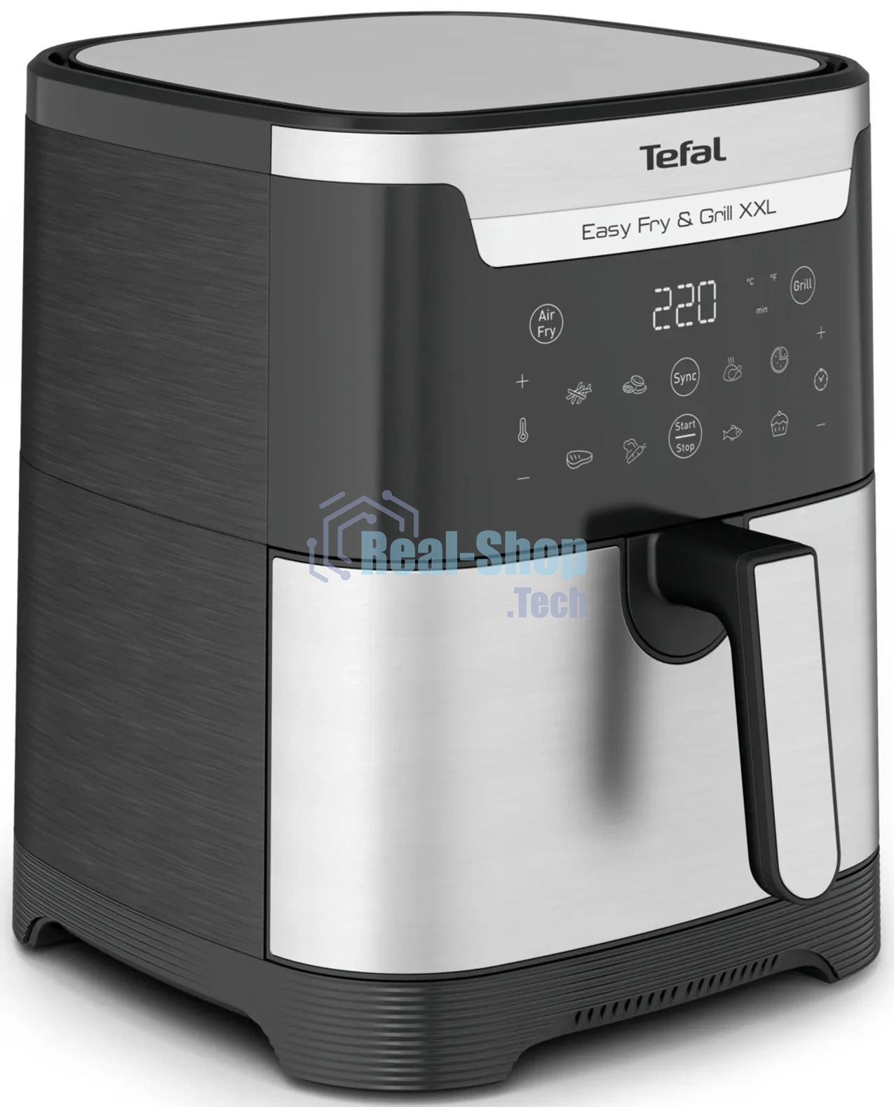 Аэрогриль Tefal Easy Fry & Grill XXL Inox EY801D15 черный, 1830 Вт, 6.5 л, сенсор, 9 программ