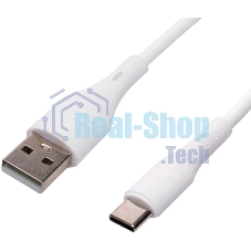 Кабель USB2.0 Cablexpert CC-USB2S-AMCM-1M-W, AM/Type-C, 3А, 18Вт, QC3.0, силиконовый, медь, 1м, белый, пакет