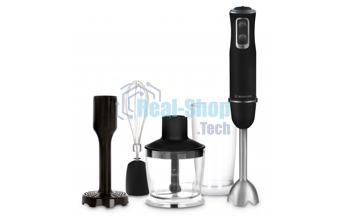 Блендер погружной BRAYER BR1247 1000 Вт, 5 скорост, турбореж, изм 500 мл, стак 600 мл, венчик