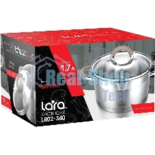 Кастрюля LARA LR02-340 Берлин 1,7 л 16x9 см нержавеющая сталь, с крышкой