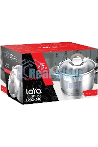Кастрюля LARA LR02-340 Берлин 1,7 л 16x9 см нержавеющая сталь, с крышкой