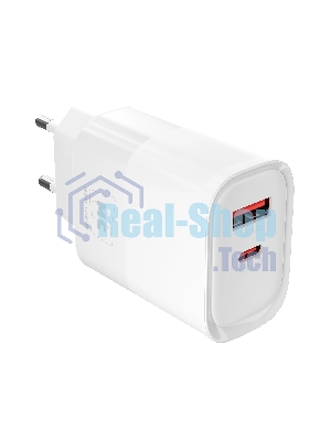 Сетевое зарядное устройство MORE CHOICE NC81a СЗУ 1USB+1Type-C 3.0A PD 20W+ QC3.0, белый