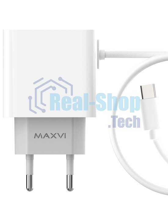Сетевое зарядное устройство Maxvi CHL-240T 2.4A, with Type-C cable, белый