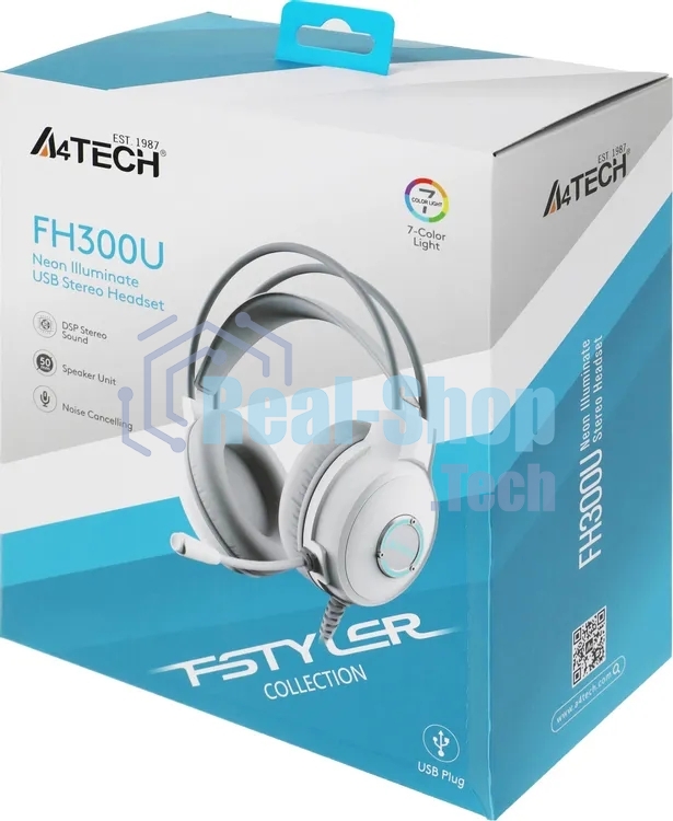 Гарнитура A4Tech Fstyler FH300U белый, проводная, подсветка