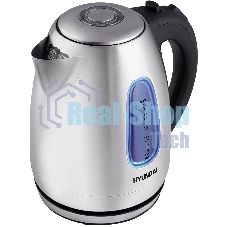 Чайник электрический Hyundai HYK-S2402 1.7л. 2200Вт серебристый матовый/черный (корпус: нержавеющая сталь)