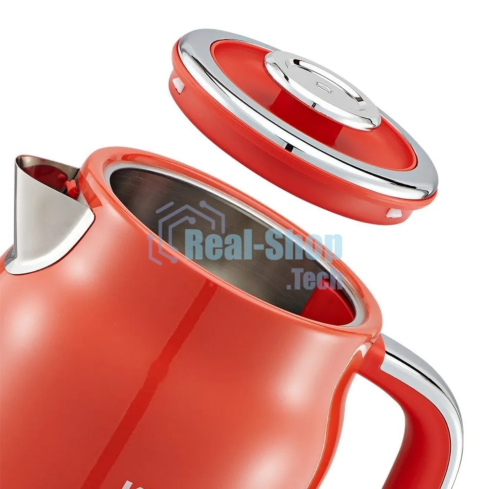 Чайник электрический Kitfort КТ-6791 1.7 л, 2200 Вт, красный/серебристый корпус: металл/пластик