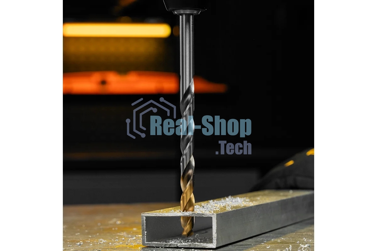 Сверло спиральное по металлу Denzel 11 х 195 мм, Р6М5, Golden Tip, удлиненное