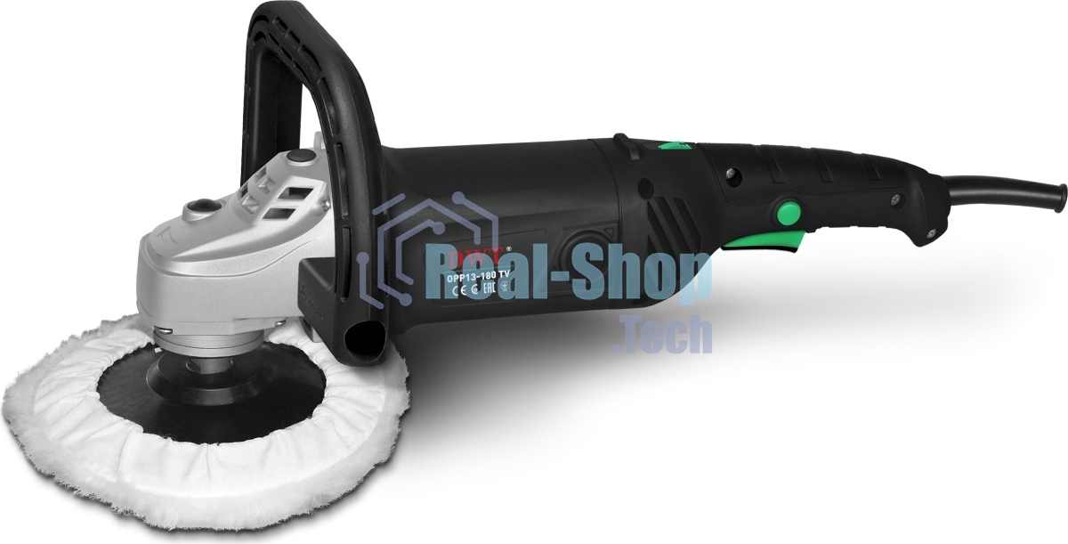Полировальная машина DWT OPP13-180 TVM /1300 Вт/180 мм/до 3000 об.в мин/стабилизация оборотов/морозостойкий кабель/черный (OPP13-180 TVM)