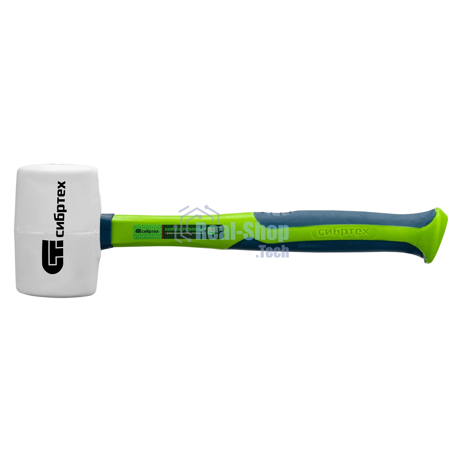 Киянка резиновая Сибртех 680 г, белая резина, фибергласовая рукоятка