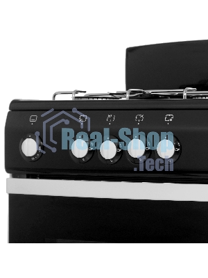 Плита газовая DeLuxe 5040.38 г (щиток) черный, конфорок 4 шт, духовка 43 л, 50 см x 85 см x 50 см