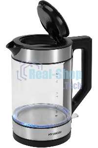 Чайник электрический Hyundai HYK-G3509 1.7л. 2200Вт черный/прозрачный корпус: стекло/пластик