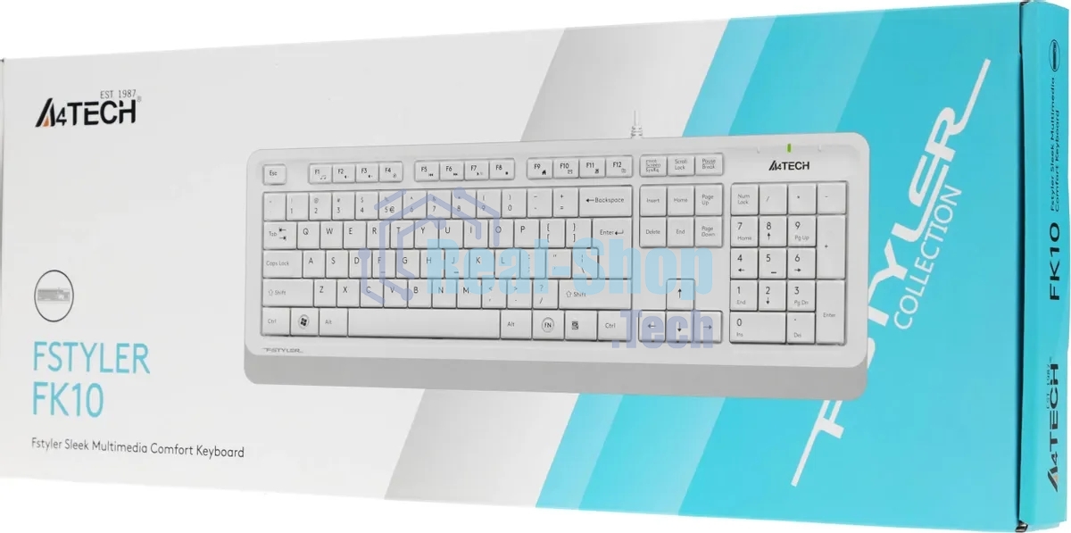 Клавиатура проводная A4Tech Fstyler FK10, USB, белый/серый