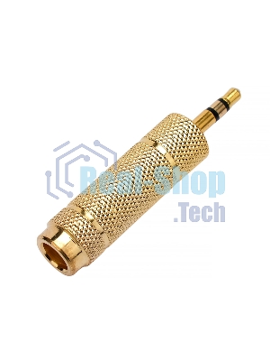 Аудио переходник Cablexpert A-35M-63F, Jack3.5(M) на Jack6.3(F) стерео, золотой, пакет