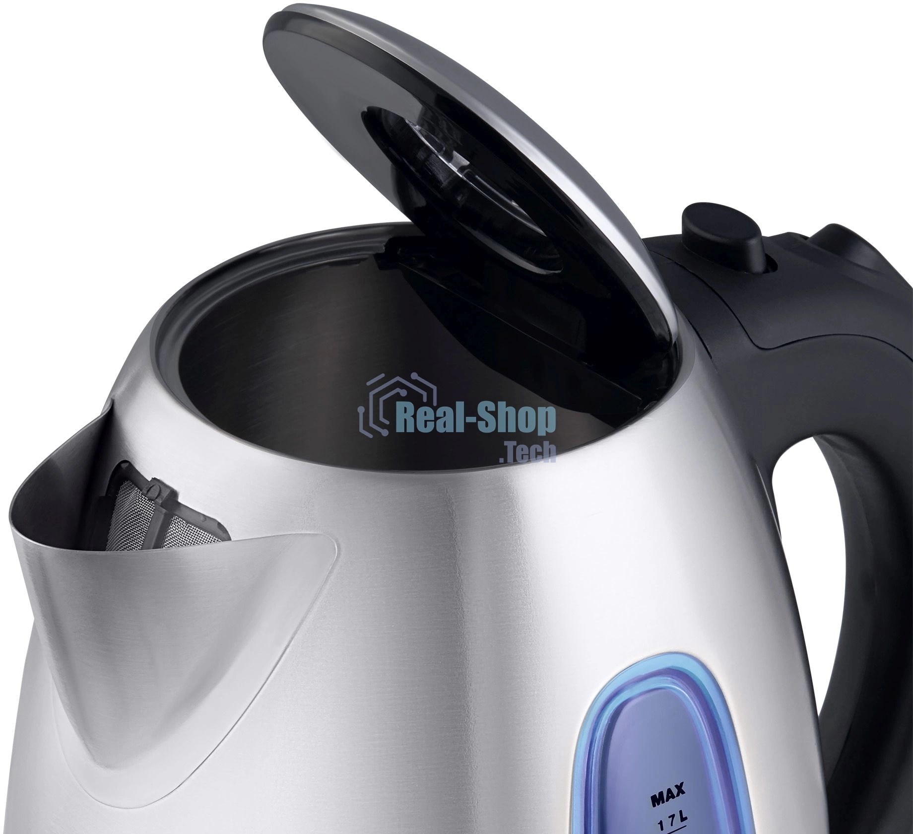 Чайник электрический Hyundai HYK-S2402 1.7л. 2200Вт серебристый матовый/черный (корпус: нержавеющая сталь)