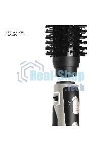 Фен-расческа Galaxy Line GL 4411, черный с серебристым, 1200 Вт, 2 скорости потока воздуха, 3 температурных режима, шнур, вращающийся на 360° с подвесной петлей, 3 насадки в комплекте