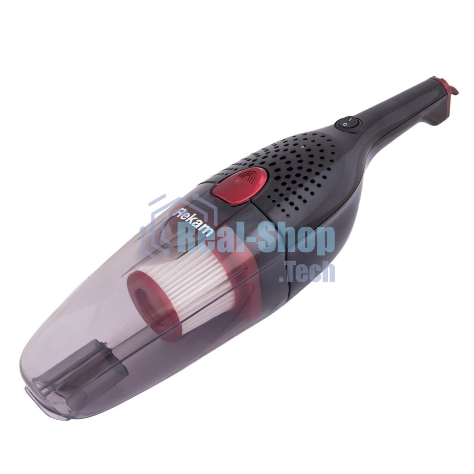 Пылесос вертикальный Rekam HVVC-1150 черный/красный, питание от аккумулятора, 25 Вт, уборка сухая, пылесборник 0.8 л, работа от АКБ max 30 мин