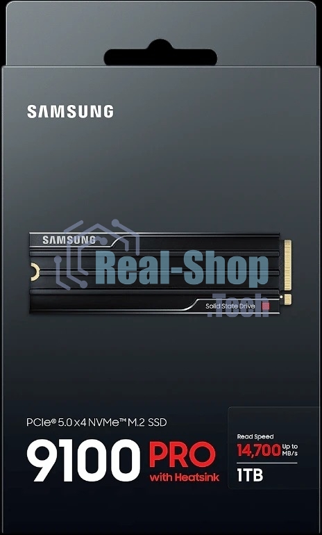 Накопитель SSD 1Tb Samsung 9100 PRO, M.2, PCI-E 5.0 x4, TLC 3D NAND R/W - 14800/13400 Mb/s с радиатором