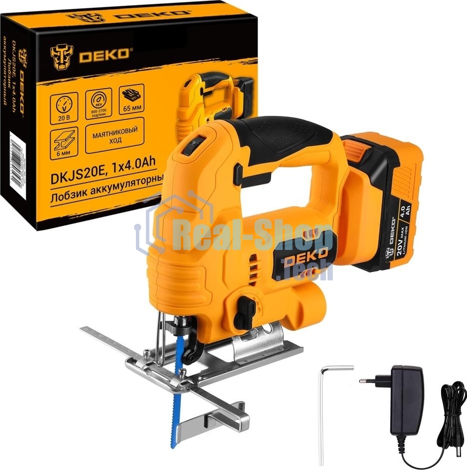 Лобзик электрический аккумуляторный DEKO DKJS20E, 20В, 1x4.0А·ч