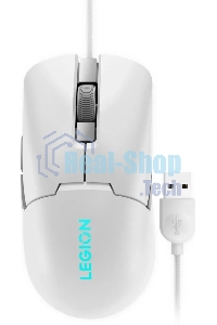 Мышь проводная Lenovo Legion M300s белый, 8000 dpi, USB, кнопки - 6