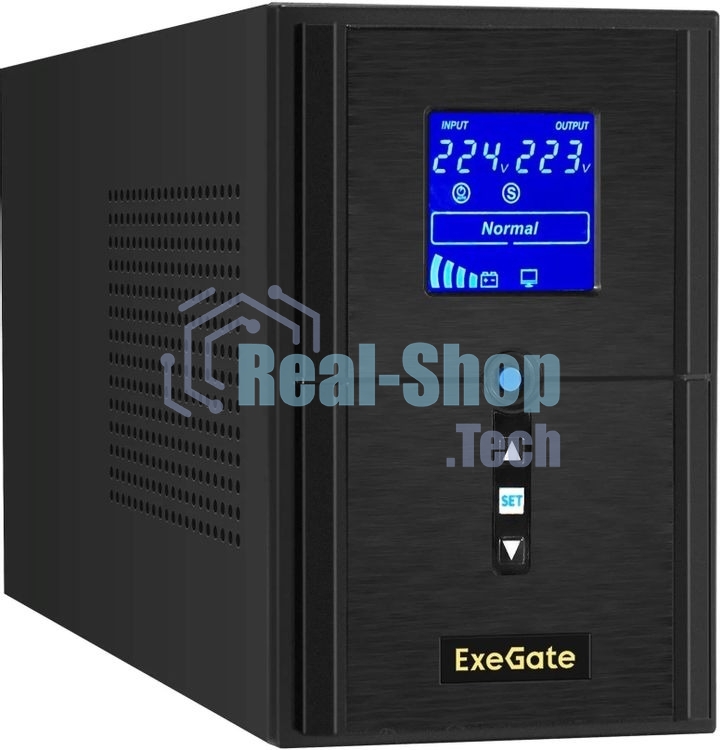 Источник бесперебойного питания ExeGate SineTower SZ-1500.LCD.AVR.2SH.1C13.USB / 1500 ВА / 1200 Вт / 2 x CEE 7 (евророзетка), 1 x IEC 320 C13