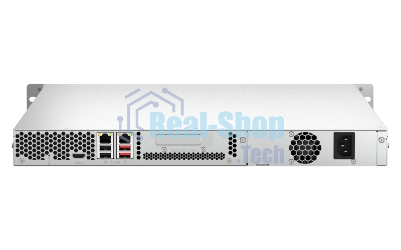 Сетевое хранилище SMB QNAP TS-464U-8G NAS 4 HDD trays, rackmount 1U, 1 PSU. 4-core Intel Celeron N5105/N5095 2.0-2.9 GHz, 8 Gb RAM MAX, 2x2.5GbE, 2xUSB 3.2 Gen 2 (10Gbps), 2xUSB 2.0, 1xHDMI, PCIe Gen 3 x2, W/o rail kit RAIL-B02