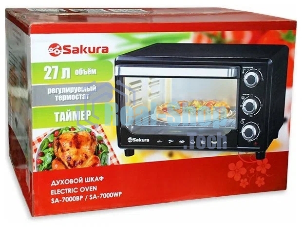 Мини-печь Sakura SA-7000WP 27л, духовка 1500Вт, механ.управление, белый