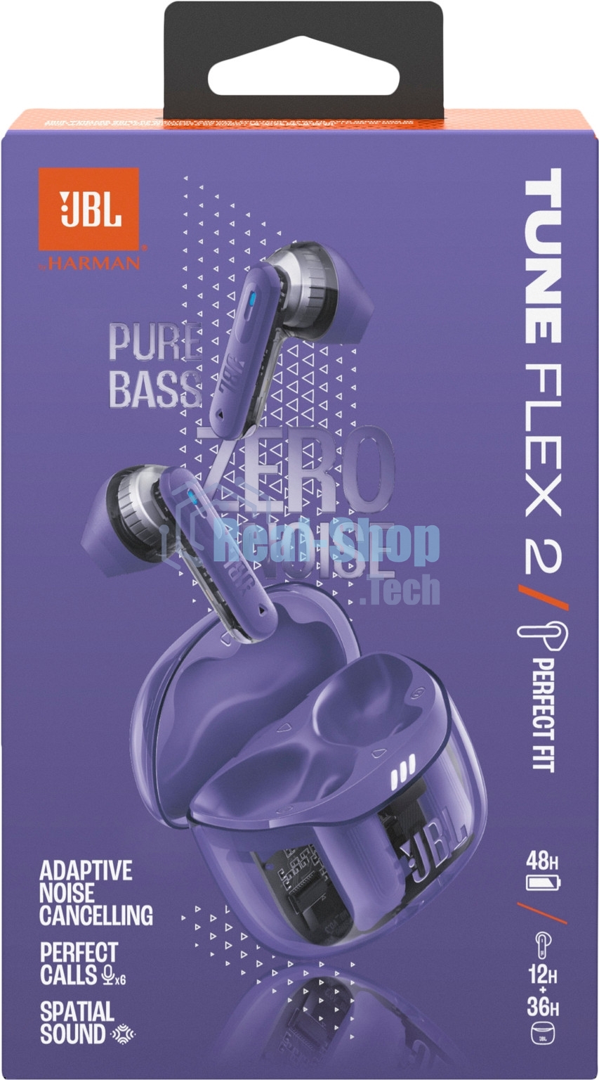 Наушники TWS JBL Tune Flex 2 призрачно-фиолетовый, вкладыши/внутриканальные (трансформер), Bluetooth, адаптивное шумоподавление