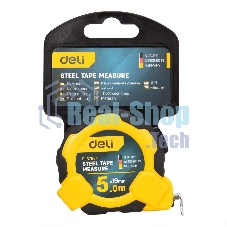 Рулетка Deli DL3796 5мx19мм, Автостоп, ударопрочный корпус, метрическая