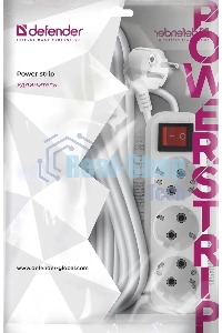 Удлинитель Defender L330 белый, 15 м, EURO, 3 розетки, 3500 Вт