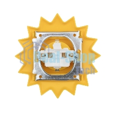 Розетка одноместная Kranz HAPPY Солнце скрытой установки с заземлением и защитными шторками, желтая