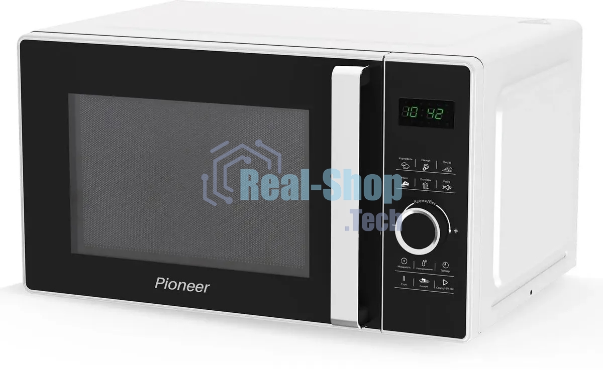 Микроволновая печь Pioneer MW356S белый, 23 л, 800 Вт, переключатели - сенсор/поворотный механизм