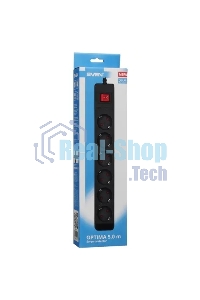 Сетевой фильтр Sven Optima 5,0 м (6 розеток с защитными шторками) черный, цветная коробка