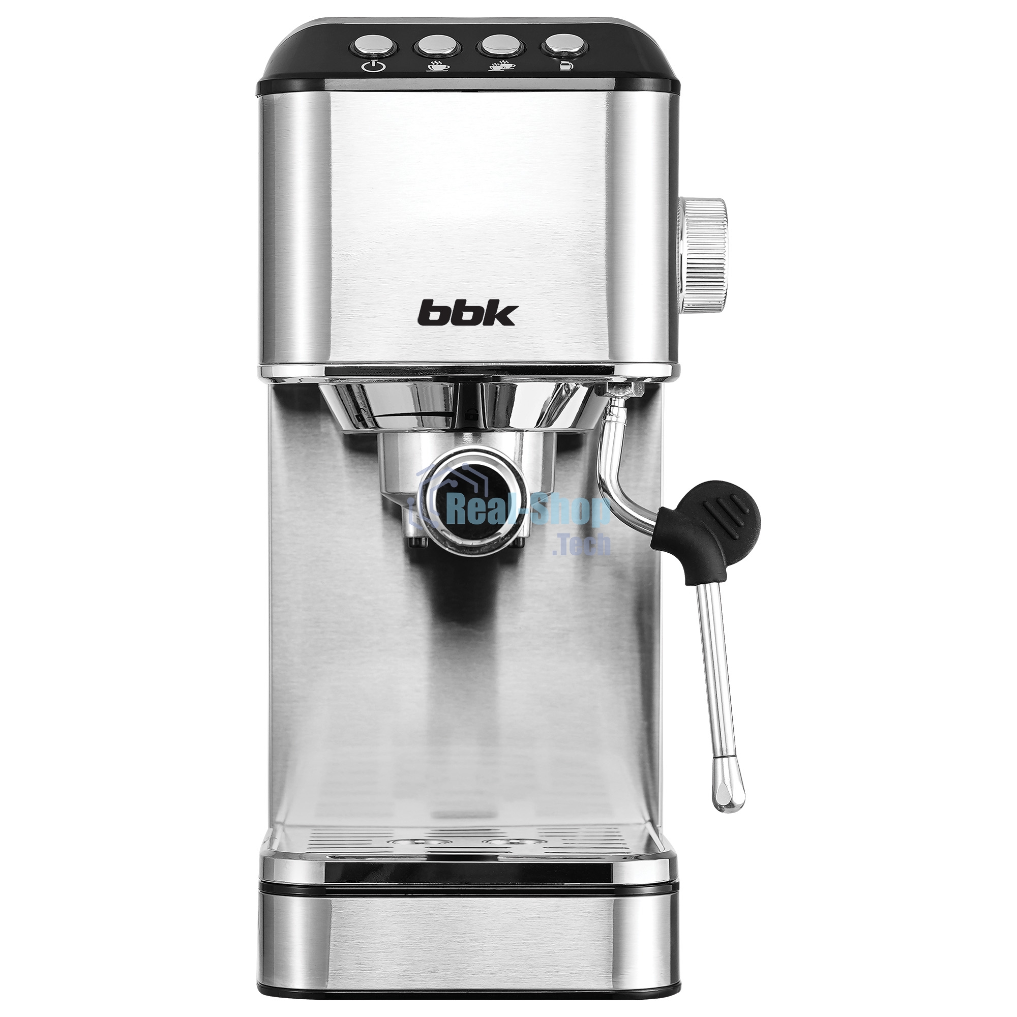 Кофеварка рожковая BBK BCM1501 нержавеющая сталь/черный, исп. кофе - молотый, 1.7 л, 1200 Вт, 20 бар