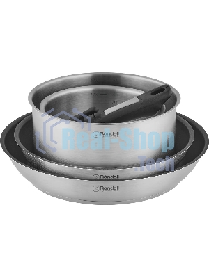 Набор Rondell RDS-1315, 5 предм: Кастрюли б/кр 16 см (1,4 л), 20 см (2,8 л), сковороды б/кр 26x5 см, 28x5 см, съемная