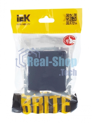 Розетка 1-местная IEK BRITE РСбш10-3-БрМ с заземлением, с защитными шторками и крышкой, 16А, IP20, маренго
