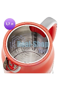 Чайник электрический Kitfort КТ-6791 1.7 л, 2200 Вт, красный/серебристый корпус: металл/пластик